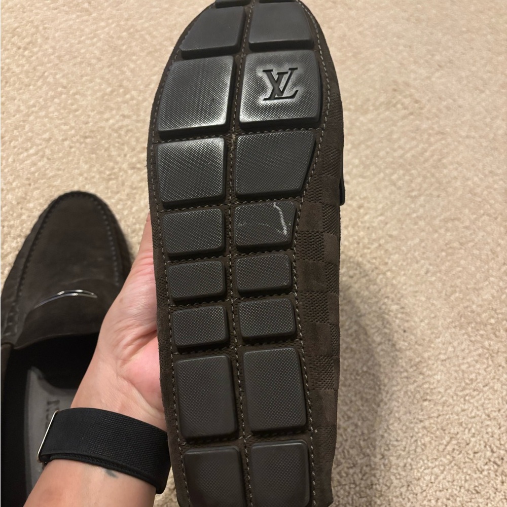 Louis Vuitton Men's Dark Brown Suede Penny Loafers - Picture 11 of 14
